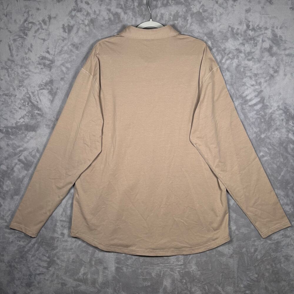 BYLT Drop-Cut Long Sleeve Lux Polo XXL Driftwood Fawn NWT - Picture 2 of 7